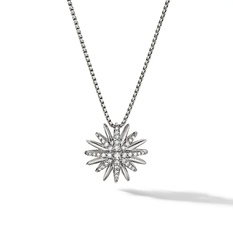 Shop Modern Jewelry Collections With Exclusive Discounts Starburst Pendant Necklace in Sterling Silver with Diamonds\, 19mm