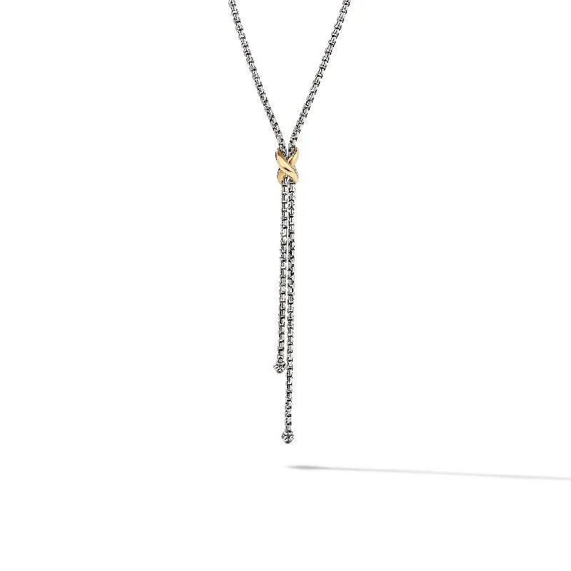 Timeless Beauty, Unbeatable Deals – Jewelry Sale On Petite X Lariat Necklace in Sterling Silver with 18K Yellow Gold