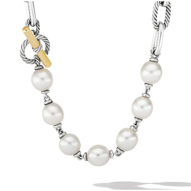 Exclusive Gemstone Jewelry At Special Prices DY Madison® Pearl Chain Necklace in Sterling Silver with 18K Yellow Gold