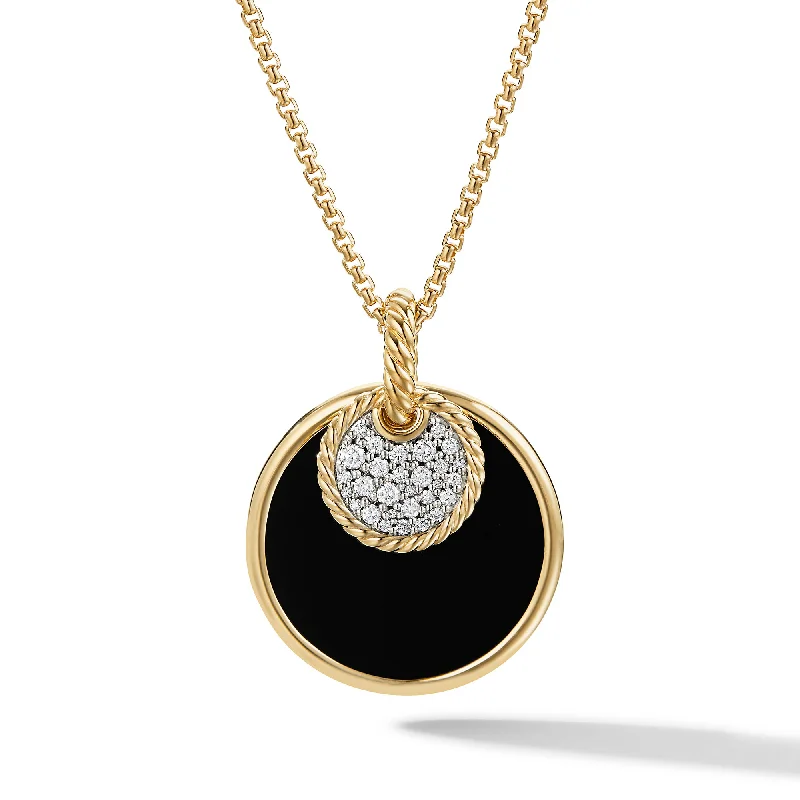 Flash Sale On Exquisite Jewelry – Don't Miss Out DY Elements® Convertible Pendant Necklace in 18K Yellow Gold with Black Onyx Reversible to Mother of Pearl and Diamonds\, 26.6mm