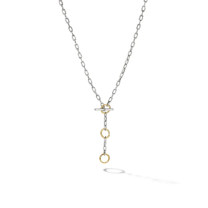 Dazzle With Discounts – Shop Jewelry On Sale DY Madison® Three Ring Chain Necklace in Sterling Silver with 18K Yellow Gold\, 3mm