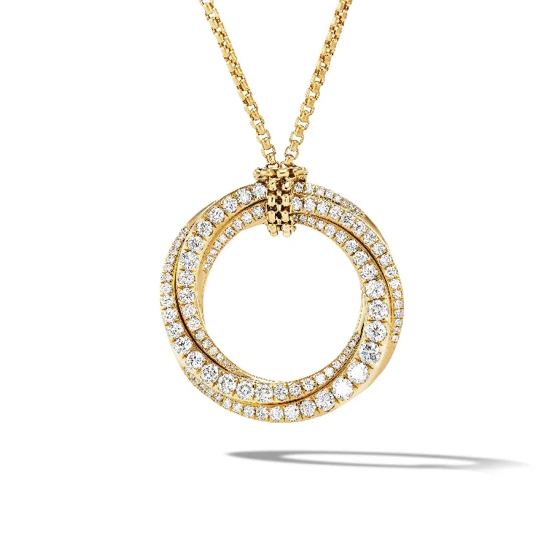 Luxury Jewelry Sale – Elegant Styles At Unbeatable Prices Pavé Crossover Pendant Necklace in 18K Yellow Gold with Diamonds, 21mm
