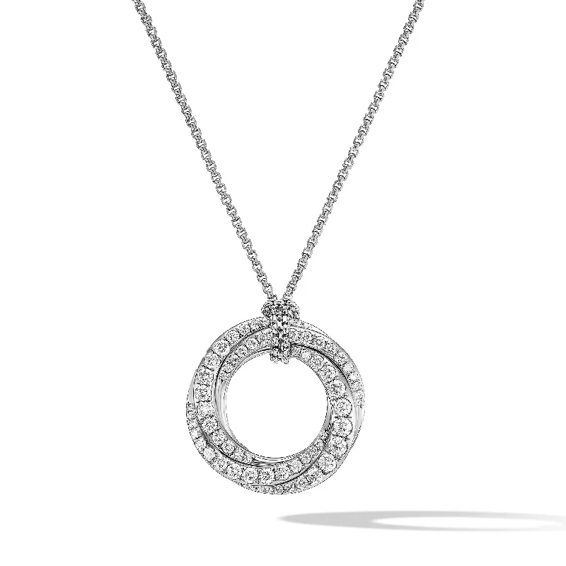 Grab Your Dream Jewelry At The Lowest Prices Pavé Crossover Pendant Necklace in 18K White Gold with Diamonds\, 21mm