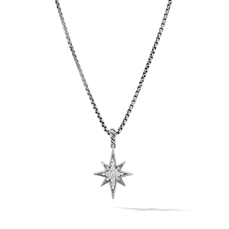 Premium Jewelry Now Available At Special Discounts Cable Collectibles® North Star Necklace in Sterling Silver with Diamonds\, 21.6mm