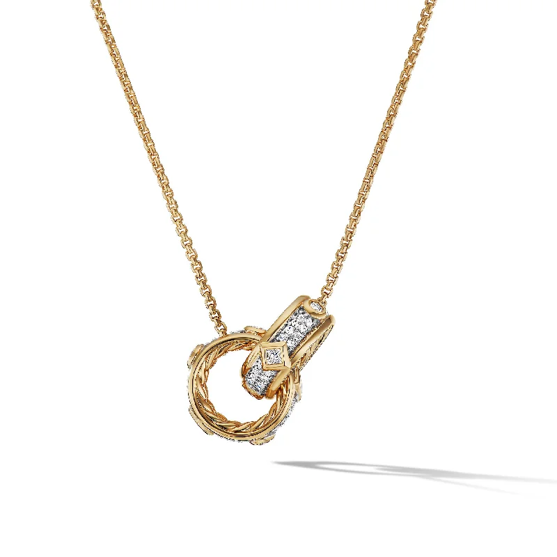 Luxury Jewelry At Unbeatable Discounts Modern Renaissance Double Pendant Necklace in 18K Yellow Gold with Diamonds\, 16.4mm