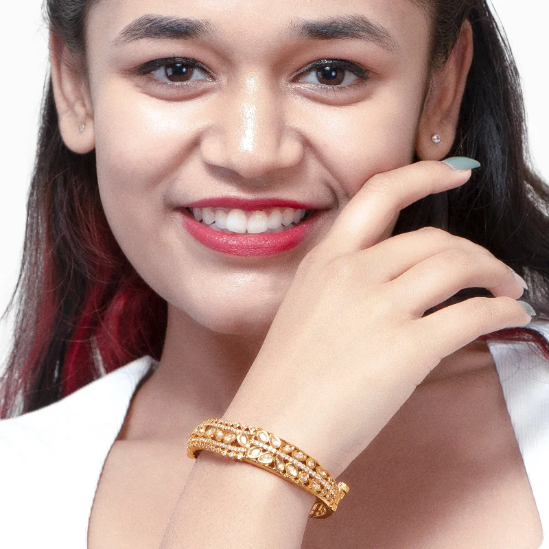 Dazzle With Discounts – Shop Jewelry On Sale Nipura Golden Floral Kada Bracelet