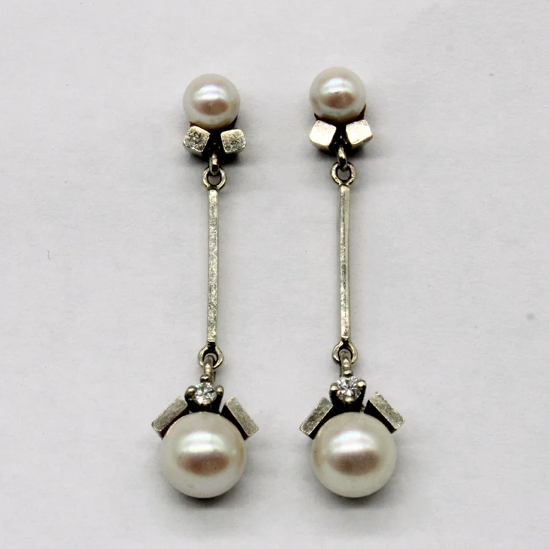 Shop Signature Jewelry Styles At Exclusive Prices Pearl & Diamond Drop Earrings | 0.04ctw | Shop Signature Jewelry Styles At Exclusive Prices Pearl & Diamond Drop Earrings | 0.04ctw |