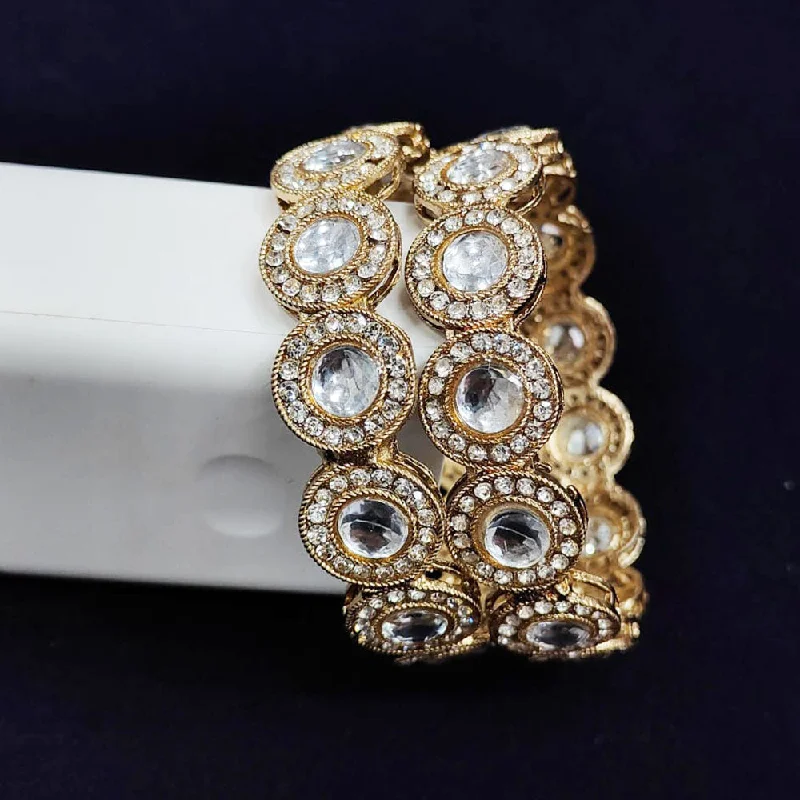 Seasonal Jewelry Deals – Elevate Your Style Pooja Bangles Gold Plated Crystal Stone Bangle Set
