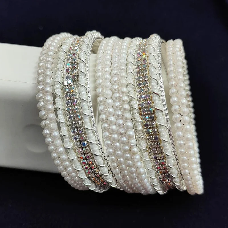 Special Offers On Handcrafted And Designer Jewelry Pooja Bangles Silver Plated Austrian Stone And Pearl Bangle Set Special Offers On Handcrafted And Designer Jewelry Pooja Bangles Silver Plated Austrian Stone And Pearl Bangle Set