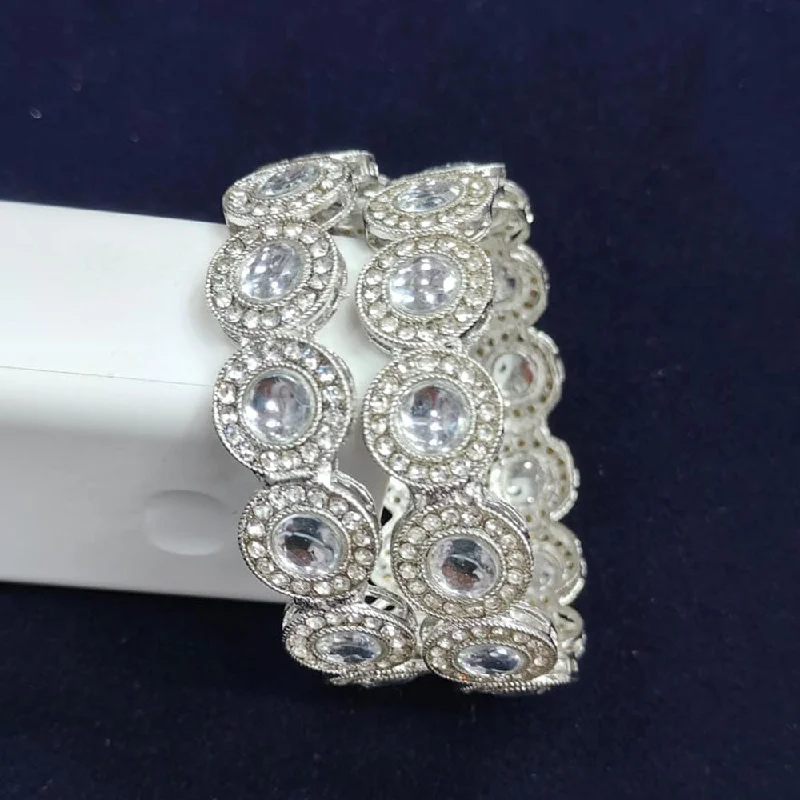 Luxury Handcrafted Jewelry For Elegant Looks Pooja Bangles Silver Plated Crystal Stone And Austrian Stone Bangle Set Luxury Handcrafted Jewelry For Elegant Looks Pooja Bangles Silver Plated Crystal Stone And Austrian Stone Bangle Set