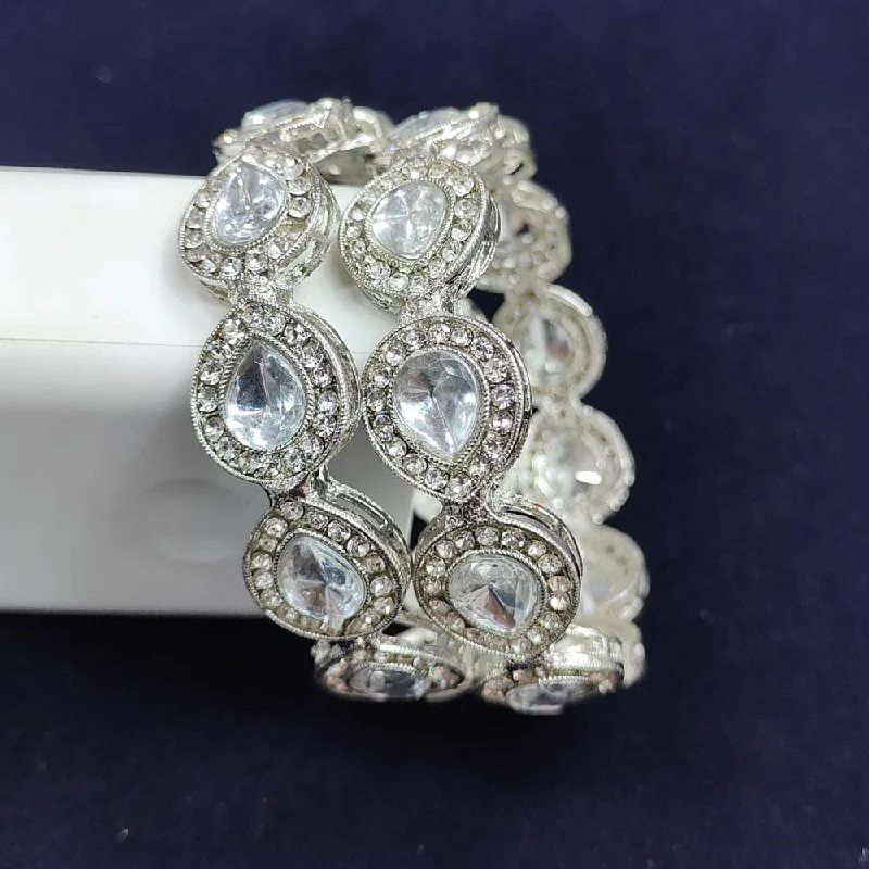 High-Quality Gemstone Jewelry For Special Occasions Pooja Bangles Silver Plated Crystal Stone And Austrian Stone Bangle Set High-Quality Gemstone Jewelry For Special Occasions Pooja Bangles Silver Plated Crystal Stone And Austrian Stone Bangle Set