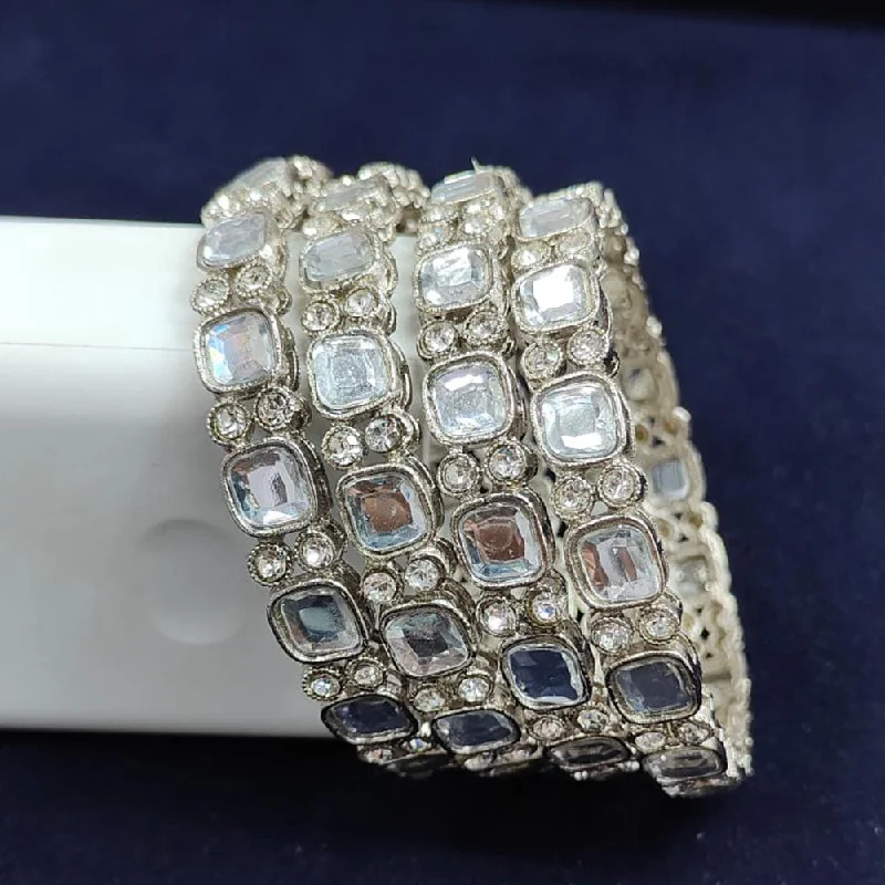 Eco-Friendly Sustainable Jewelry For Conscious Buyers Pooja Bangles Silver Plated Crystal Stone And Austrian Stone Bangle Set Eco-Friendly Sustainable Jewelry For Conscious Buyers Pooja Bangles Silver Plated Crystal Stone And Austrian Stone Bangle Set