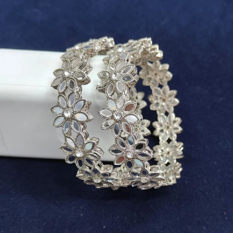 Shop High-Quality Jewelry At Jaw-Dropping Discounts Pooja Bangles Silver Plated Mirror  Bangle Set