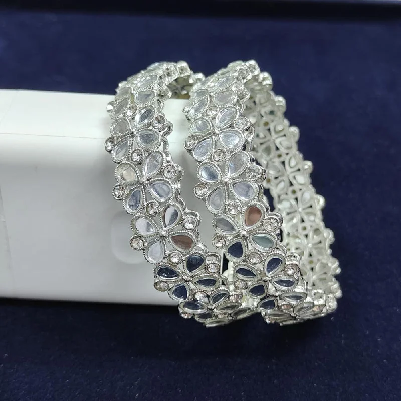 Celebrate Every Occasion With Sparkling Savings Pooja Bangles Silver Plated Mirror  Bangle Set