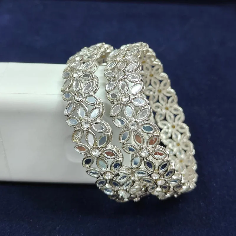 Premium Jewelry, Premium Discounts – Act Fast Pooja Bangles Silver Plated Mirror  Bangle Set