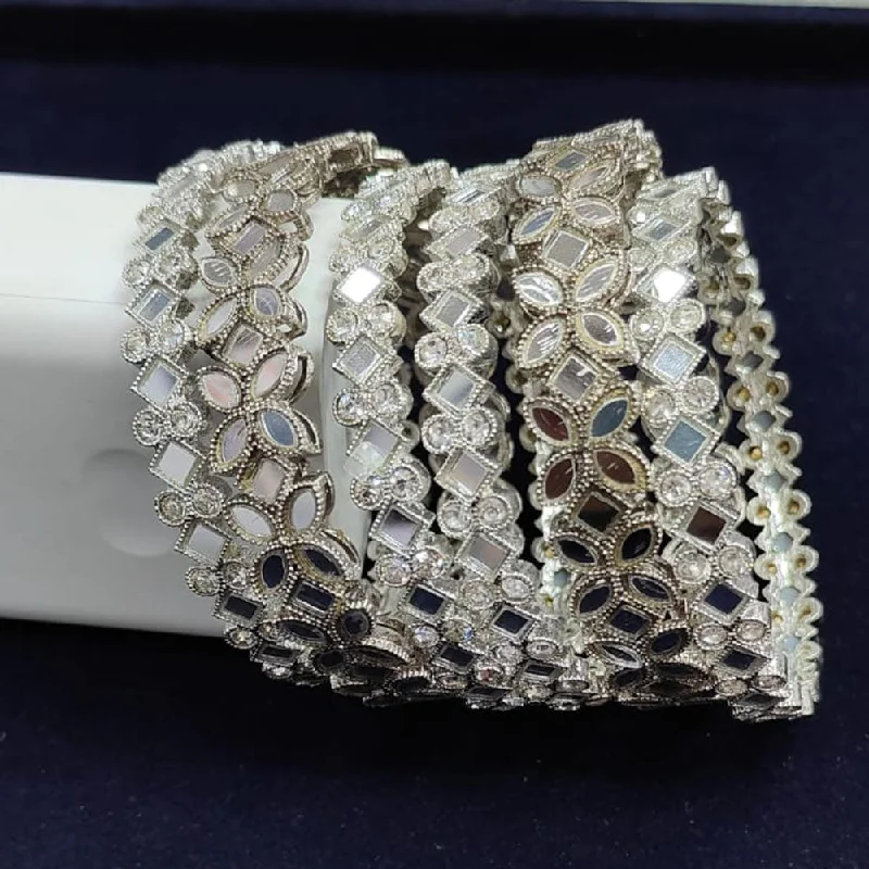 Fashion-Forward Jewelry At Exclusive Discounts Pooja Bangles Silver Plated Mirror  Bangle Set