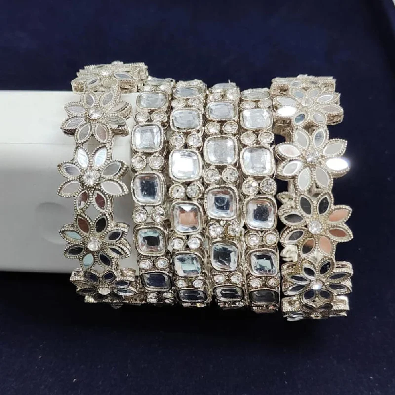 Don't Miss Out On Bestselling Jewelry At Special Prices Pooja Bangles Silver Plated Mirror  Bangle Set