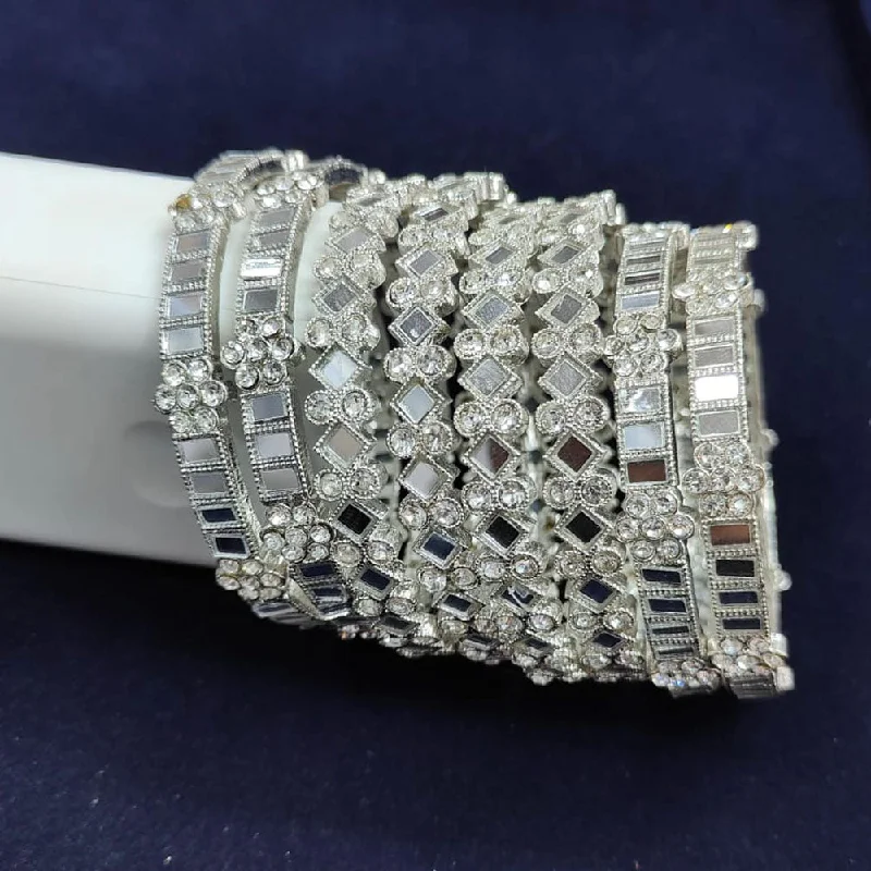 Buy More, Save More On Stunning Jewelry Pieces Pooja Bangles Silver Plated Mirror  Bangle Set