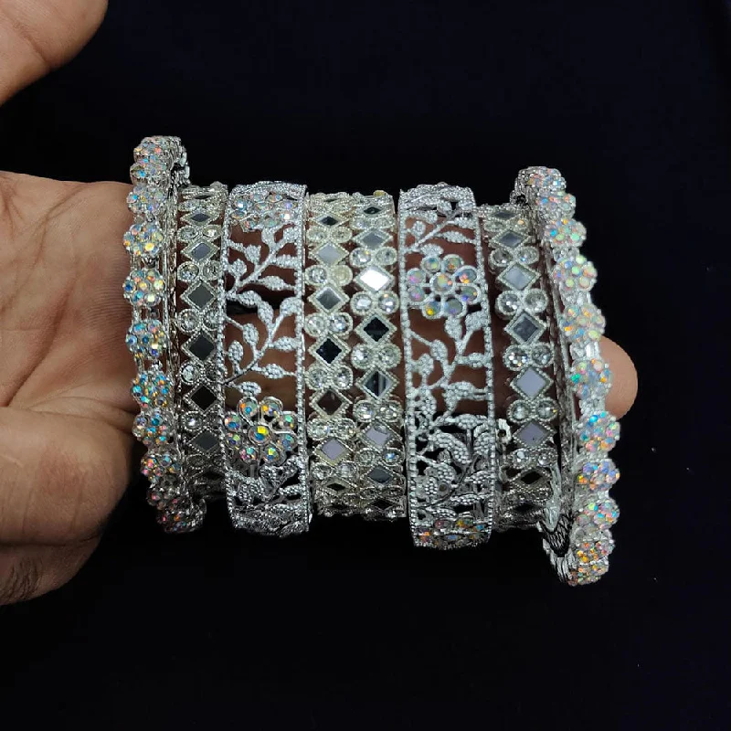 Unlock Unbeatable Jewelry Deals Before They’Re Gone Pooja Bangles Silver Plated Mirror  Bangle Set