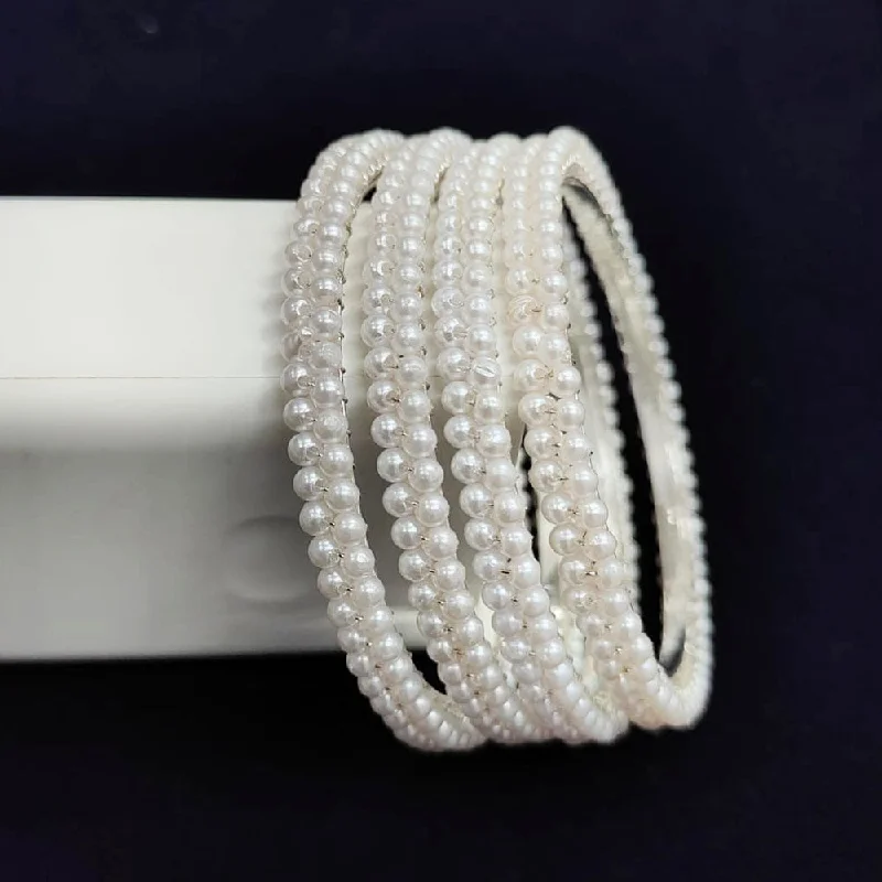 Everyday Jewelry Essentials Now On Sale Pooja Bangles Silver Plated Pearl Bangle Set