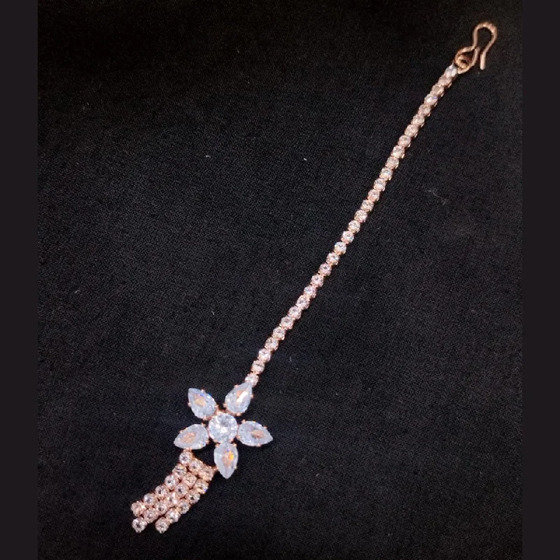 Stunning Jewelry At A Fraction Of The Price Pooja Bangles Rose Gold Plated AD Maangtikka