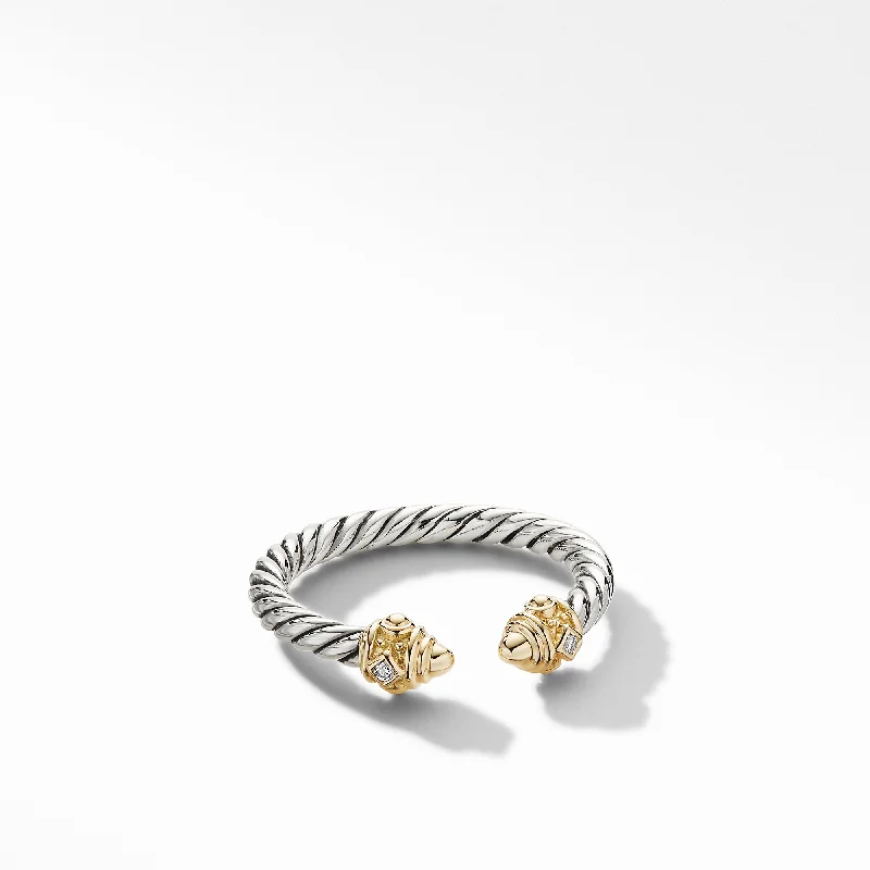 Celebrate With Sparkle – Jewelry Sale Now Live Renaissance Ring in Sterling Silver with 14K Yellow Gold\, Gold Domes and Diamonds\, 2.3mm
