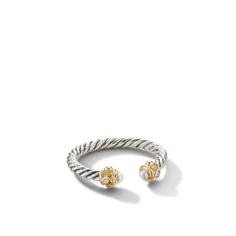 Jewelry Sale – Exclusive Styles At Lower Prices Renaissance Ring in Sterling Silver with 14K Yellow Gold\, Pearls and Diamonds\, 2.3mm