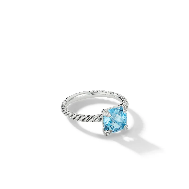 Flash Sale On Stunning Jewelry – Don't Miss Out Chatelaine® Ring in Sterling Silver with Blue Topaz and Diamonds\, 8mm