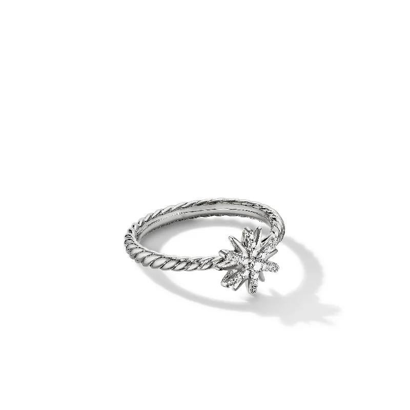 Flash Sale On Elegant Jewelry – Don't Miss Out Petite Starburst Ring in Sterling Silver with Diamonds\, 10mm