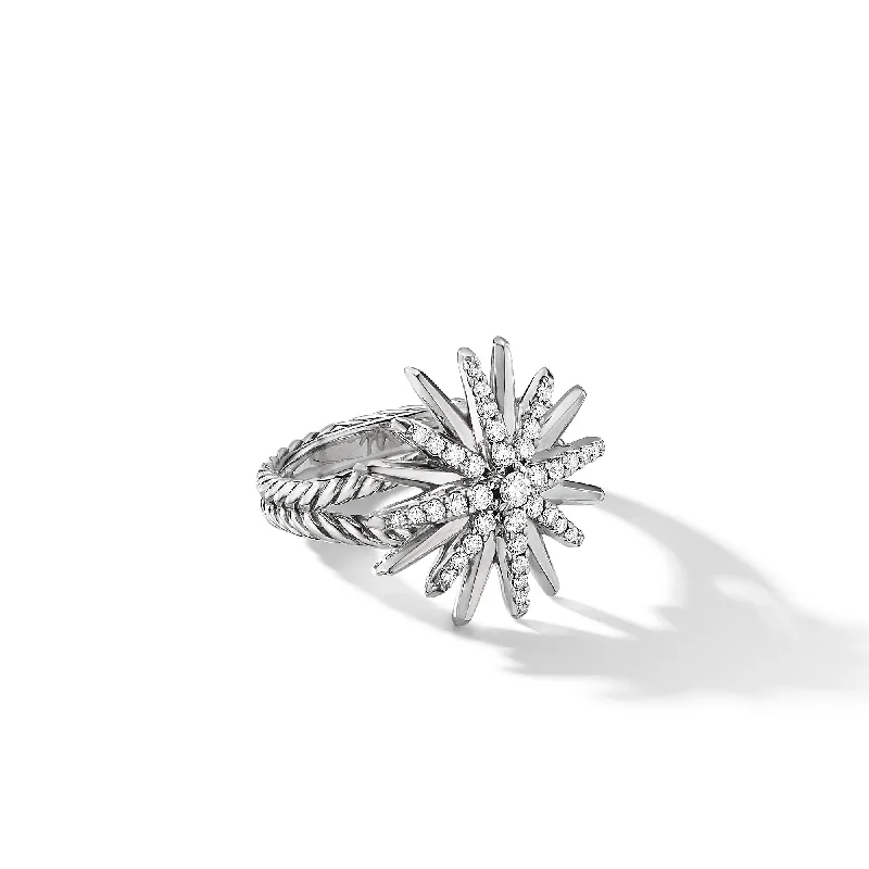 Premium Jewelry, Premium Discounts – Act Fast Starburst Ring in Sterling Silver with Diamonds\, 19mm