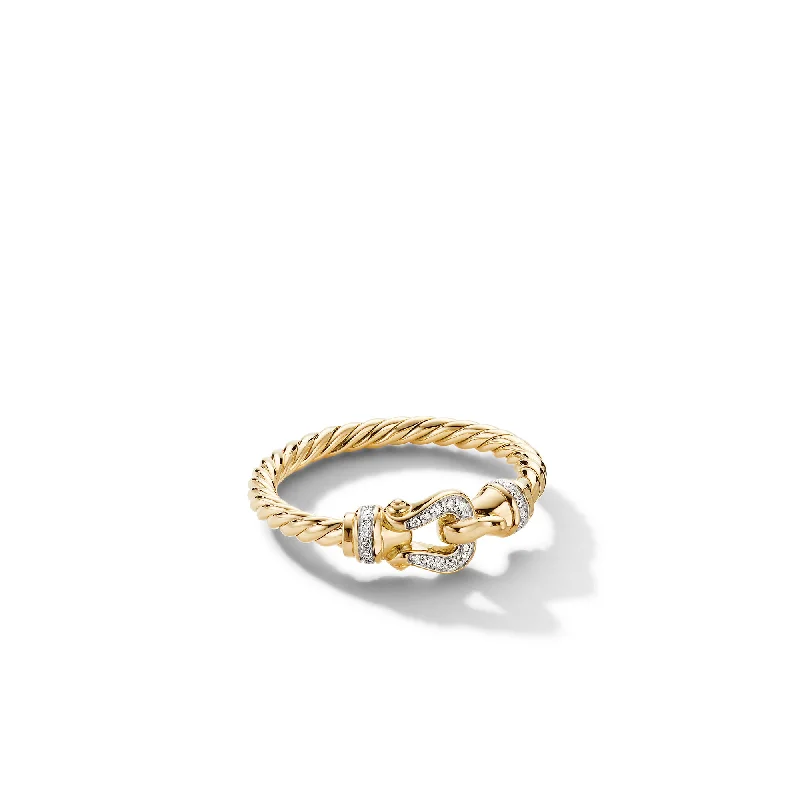 Shop Handcrafted Jewelry At Special Promotional Rates Petite Buckle Ring in 18K Yellow Gold with Diamonds\, 2mm