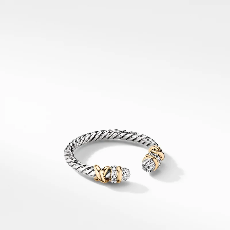 The Perfect Accessory For Less – Jewelry Sale Live Petite Helena Open Ring in Sterling Silver with 18K Yellow Gold and Diamonds\, 2.5mm