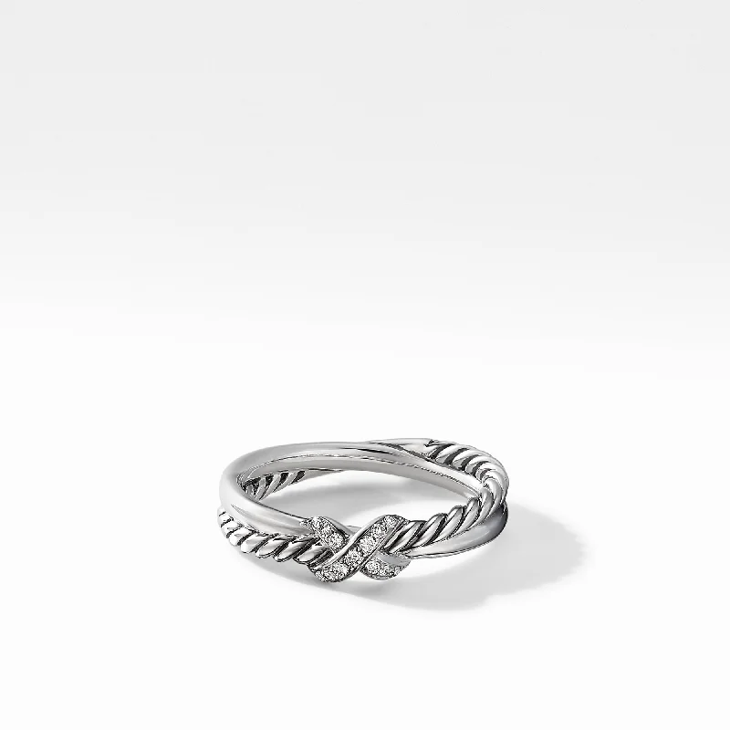 Limited-Time Offer On Elegant Jewelry Pieces Petite X Ring in Sterling Silver with Diamonds\, 4mm