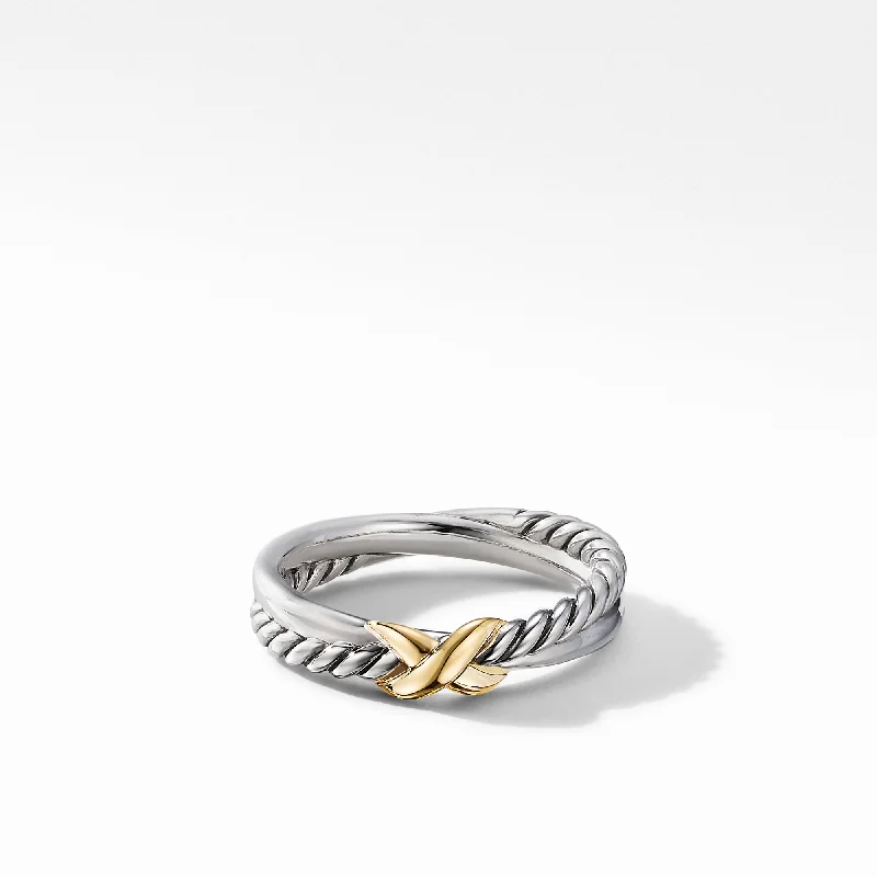 Fashion-Forward Jewelry At Incredible Prices Petite X Ring in Sterling Silver with 18K Yellow Gold\, 4mm