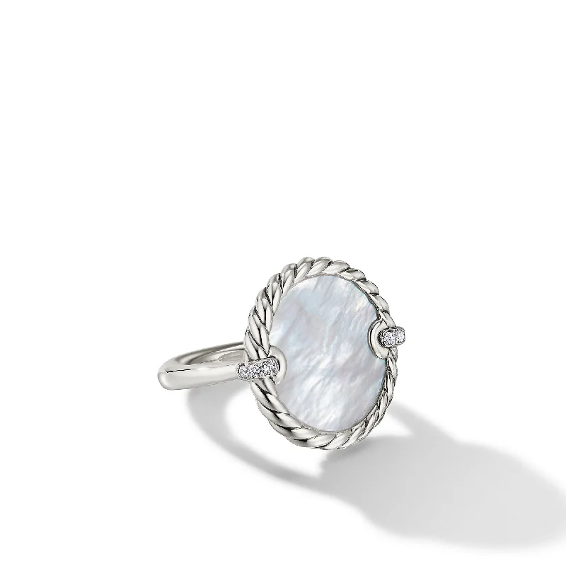 Elegant Jewelry, Exclusive Prices – Shop Now DY Elements® Ring in Sterling Silver with Mother of Pearl and Diamonds\, 21mm