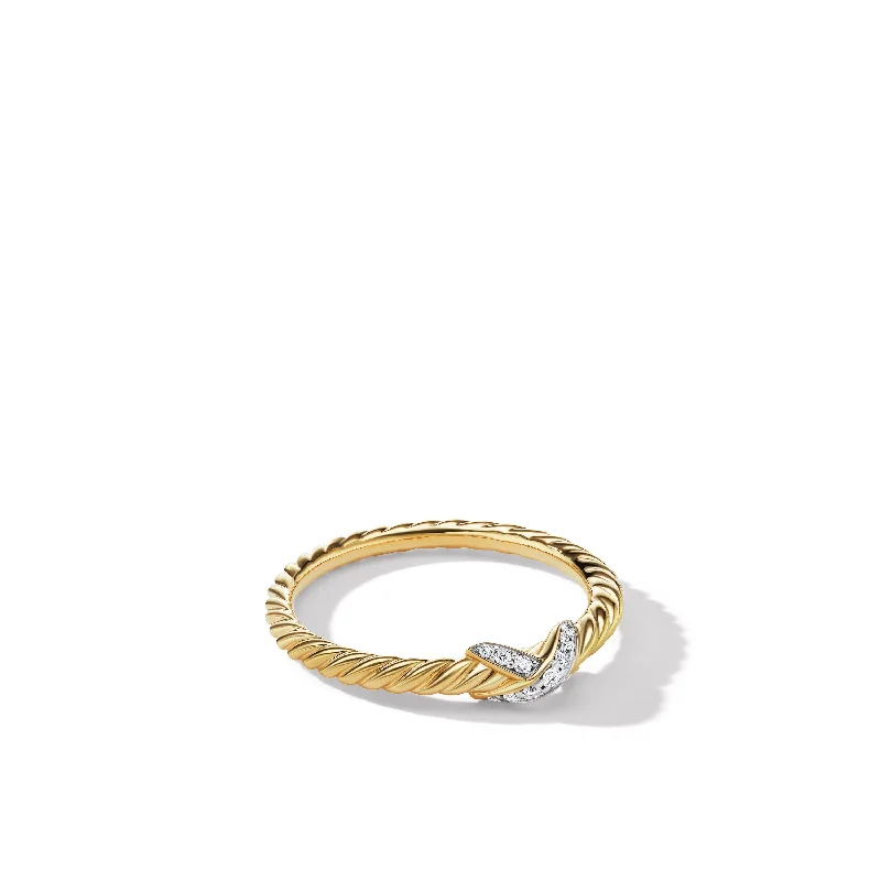 Shop Handcrafted Jewelry At Special Promotional Rates Petite X Ring in 18K Yellow Gold with Diamonds\, 2.2mm