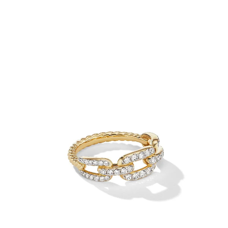 Shop Signature Jewelry Styles At Exclusive Prices Stax Chain Link Ring in 18K Yellow Gold with Diamonds\, 7mm