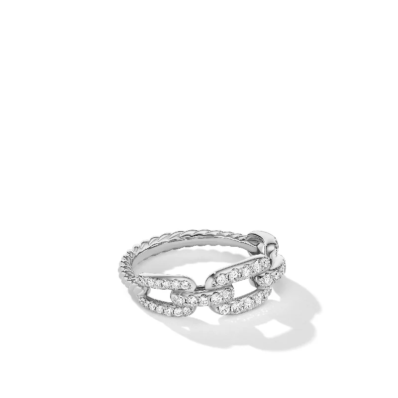 Seasonal Jewelry Clearance – Best Styles At The Lowest Prices Stax Chain Link Ring in 18K White Gold with Diamonds\, 7mm