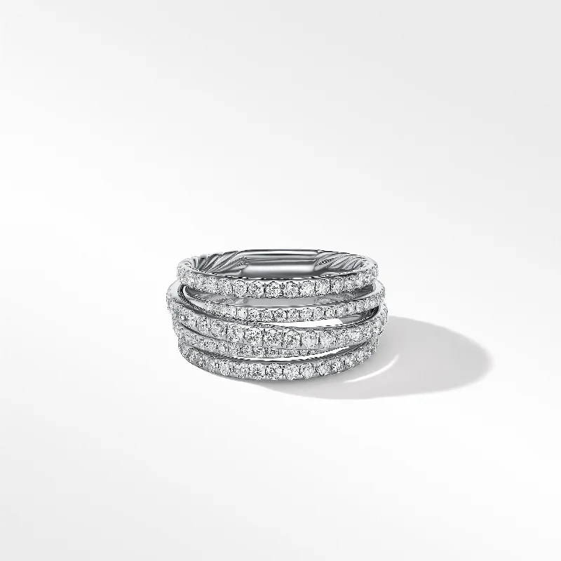 Exclusive Jewelry Bundles At Discounted Prices Pavé Crossover Ring in 18K White Gold with Diamonds\, 11mm