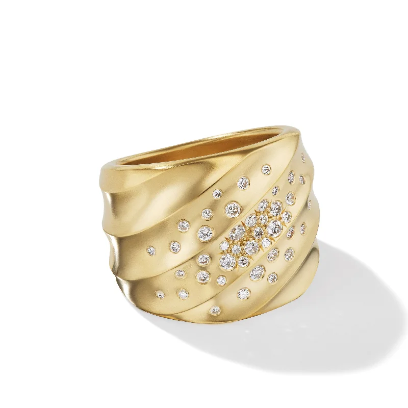 Limited-Time Jewelry Discounts – Shine Without The Splurge Cable Edge® Saddle Ring in 18K Yellow Gold with Diamonds\, 18.8mm