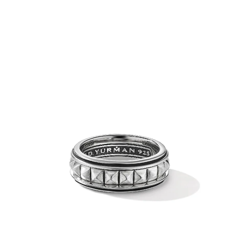 Affordable Gold-Plated Jewelry For Modern Fashion Pyramid Band Ring in Sterling Silver\, 8mm Affordable Gold-Plated Jewelry For Modern Fashion Pyramid Band Ring in Sterling Silver\, 8mm