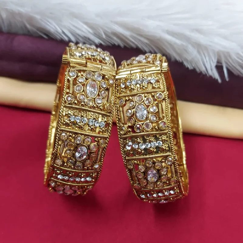 Shop Stylish Jewelry Now And Save Big Raddhi Jewels Premium Quality Brass Gold Plated Set of 2 Stone Bangles For Women/Girls
