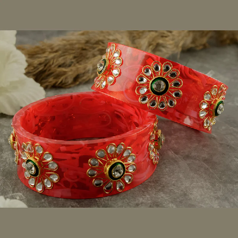 Your Perfect Accessory Now At The Best Price SOB Set of 2 Acrylic Translucent Designer Kundan Floral Bangles