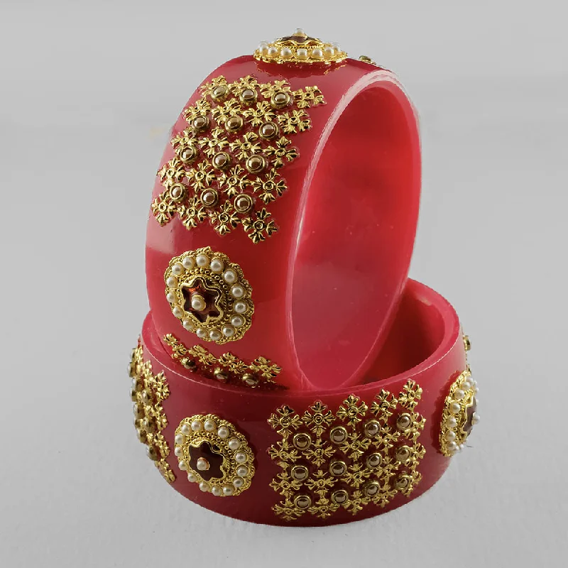 High-Quality Jewelry At A Fraction Of The Cost SOB Set of 2 Designer  Acrylic Bangles with Studded Kundan