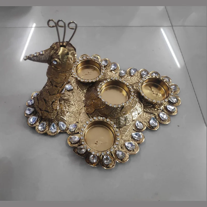 Unmissable Jewelry Sale – Shop Before It's Too Late Viky Brass Metal Gold Plated Designer Peacock Diya