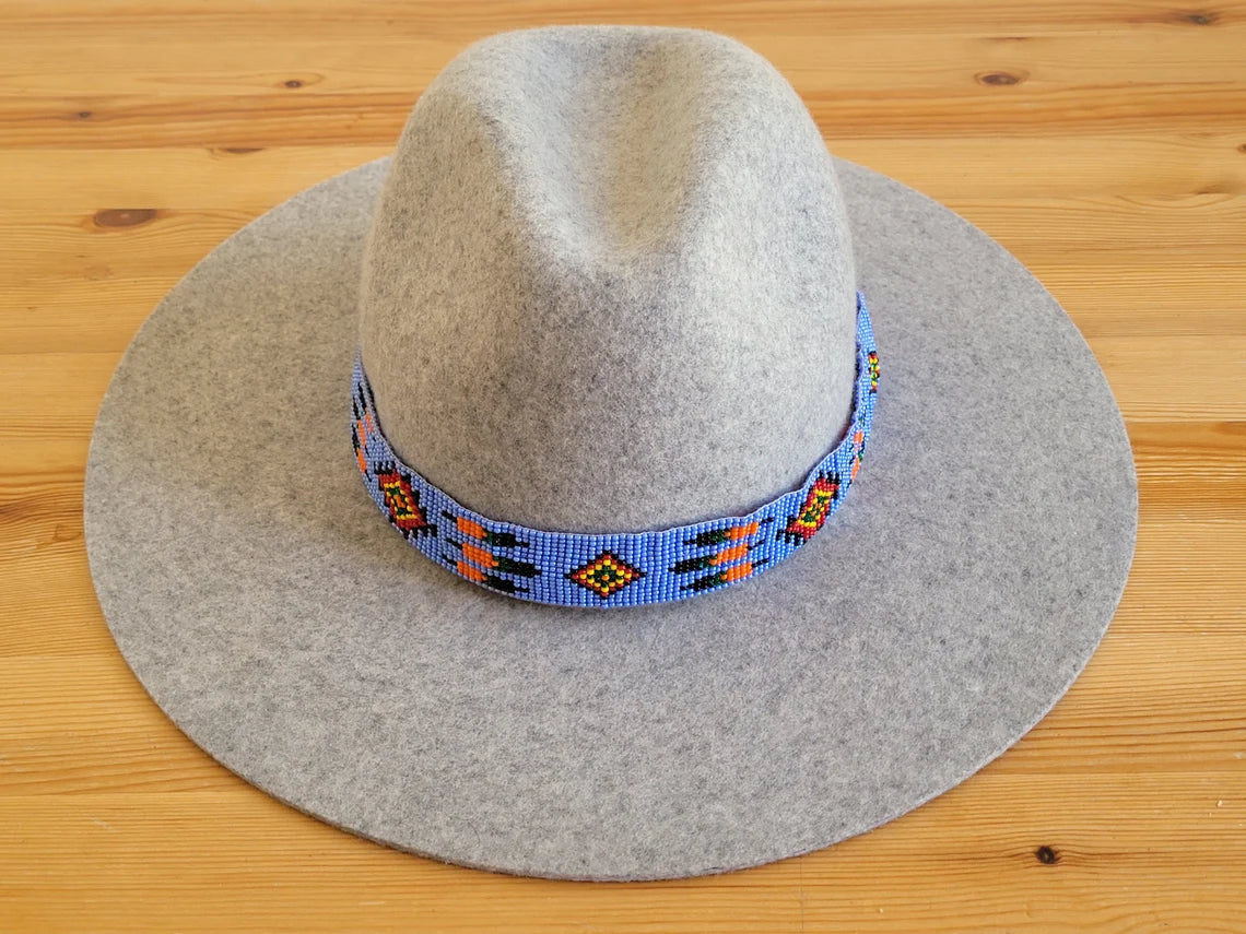 Trending Jewelry Now Available At Exclusive Prices CG Hand Beaded Seed Hat Band  - Light Blue Multi Color