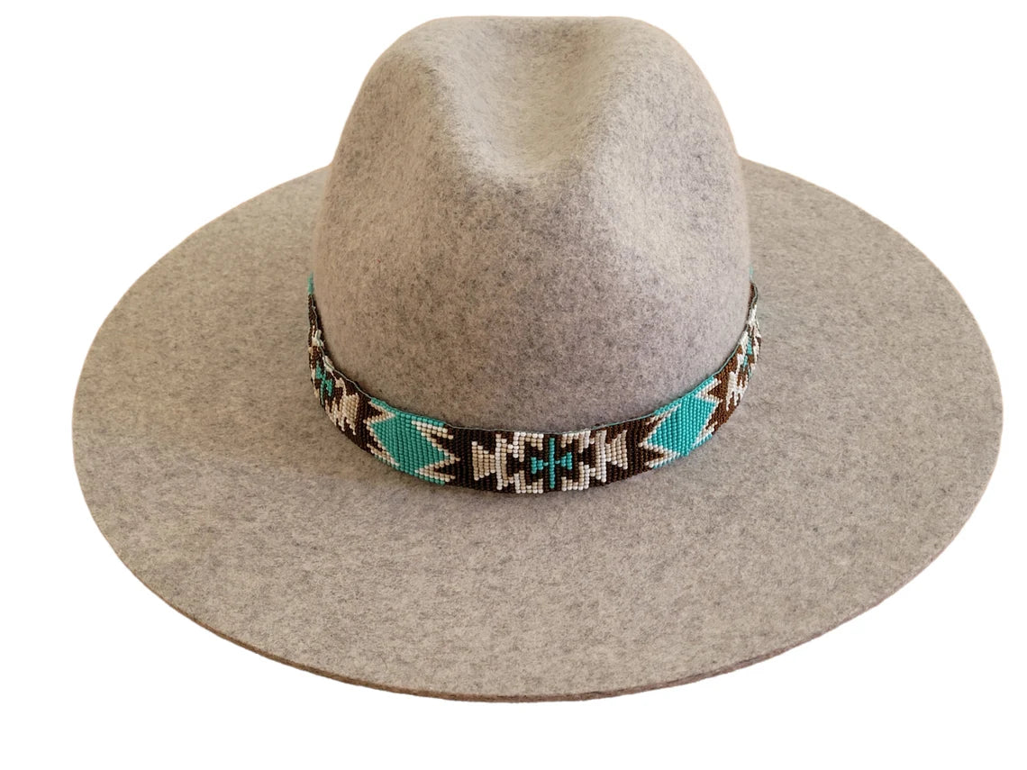 Best-Selling Jewelry Now Available At Special Deals CG Hand Beaded Seed Hat Band  - Turquoise & Brown