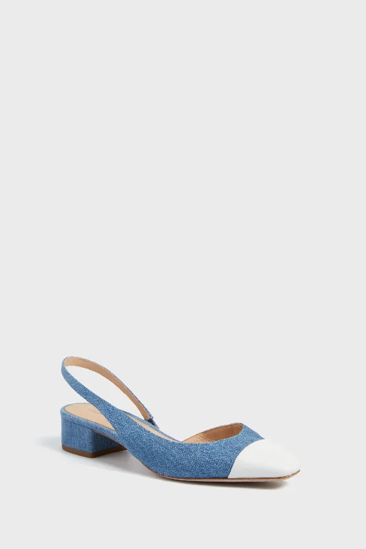 Coconut Mid Blue Cecile Sling Back Heels