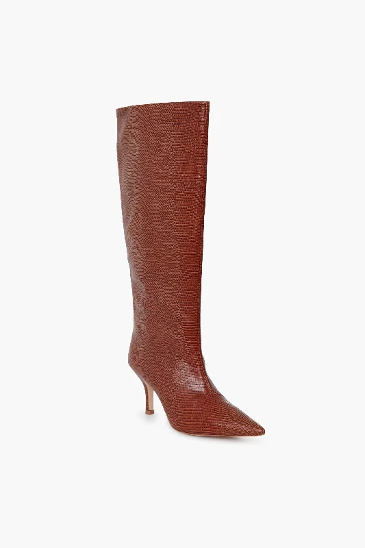 Hazelnut Embossed Lizard Whitney Boots