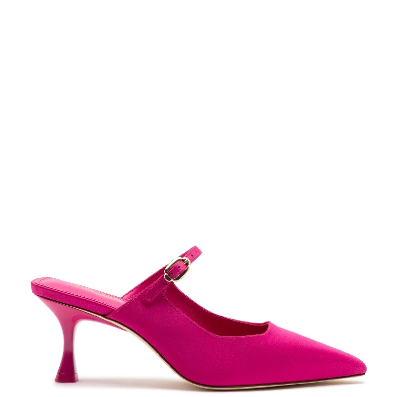 Ines Mule In Magenta Satin